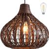 Bamboo Chandelier Handwoven Rattan Pendant Light Wicker Lamp Shade Ceiling Light Fixture Weave Hanging Light D13.8INCH, 12W 2700K Corn Bulb Included view 1