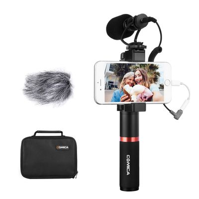 Smartphone Video Kit, Comica CVM-VM10-K1 Smartphone Microphone with Grip Handle, Camera Microphone for iPhone Samsung Huawei LG Google- Mic for YouTube, Tiktok, Vlogging Equipment