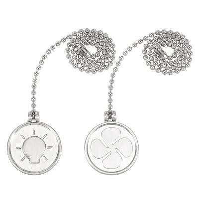 uxcell Pull Chain Silver Tone Coin Pendant 12" Lighting Ceiling Fan 2Pcs