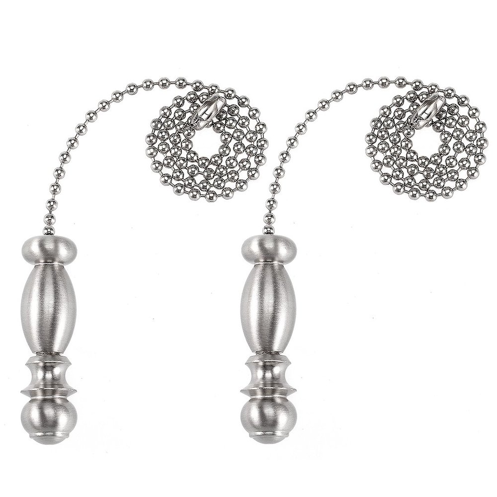 uxcell 2pcs Nickel Lighting Pendant, Pull Chain Extension with 12 Inch Long Pull Chain for Table Lamp