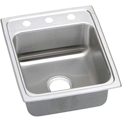 Elkay LRAD1720401 18 Gauge Stainless Steel 17" x 20" x 4" Single Bowl Top Mount Kitchen Sink 1 Hole