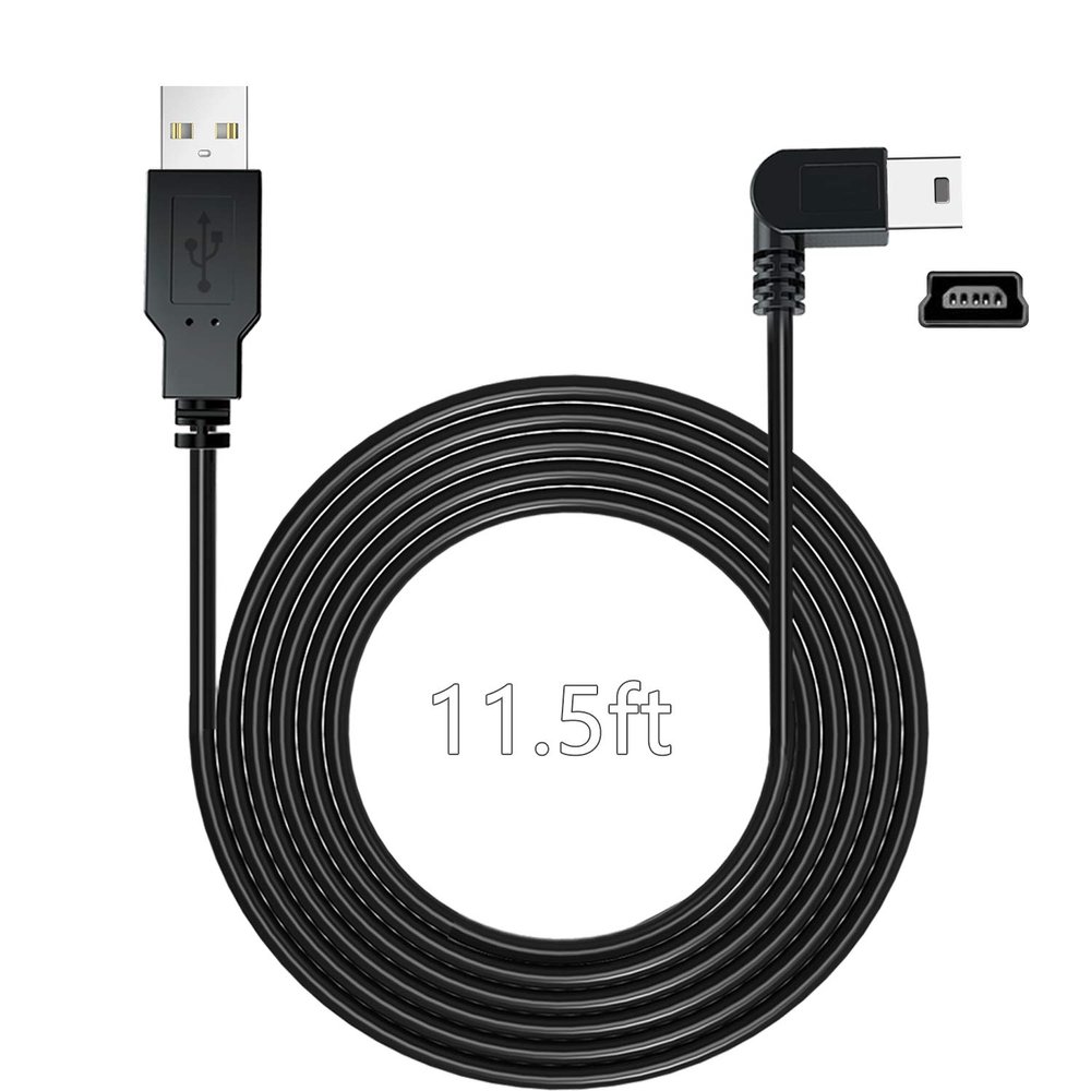 YQMAJIM Charging Power Cable for Dash Cam, (11.5 Ft) USB 2.0 to Mini USB Car Vehicle Power Charger Adapter Cord Compatible with Garmin Nuvi GPSRearview Mirror CamBackup Camera