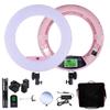 Yidoblo Dimmable Bi-Color LED Ring Light FE-480II for Portrait Selfie YouTube Photo Video Studio Makeup Lighting with Remote, Tripod, Mirror, Phone Holder, Batteries, Chargers and Carrying Case Pink view 1