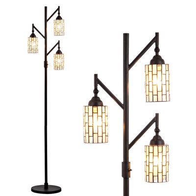 JONATHAN Y Lewis 71" 3-Light Tiffany-Style Stained Glass Lamp, Bronze