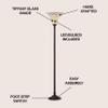 JONATHAN Y 70" Tiffany-Style Stained Glass Metal Torchiere Lamp, Bronze view 2