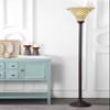 JONATHAN Y 70" Tiffany-Style Stained Glass Metal Torchiere Lamp, Bronze view 3