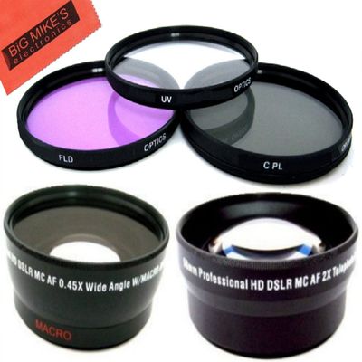 Big Mike's Deluxe Lens Kit for Canon Camcorders - 58mm 2.2X Telephoto, 0.43X Wide Angle with Macro, Steel Barrel Design, Coated Glass, 2X Filter Kit, Compatible with Canon EF Mount, Manual Focus