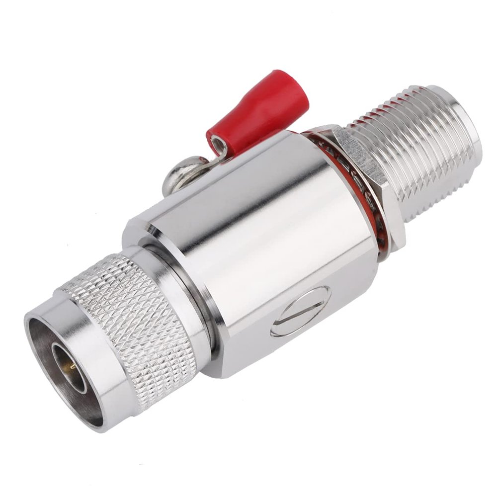 Riotaxy Lightning Arrestor N Male to Female Bulkhead 50 Ohm 0-3GHz with 90V Gas Tube Lightning Arrester