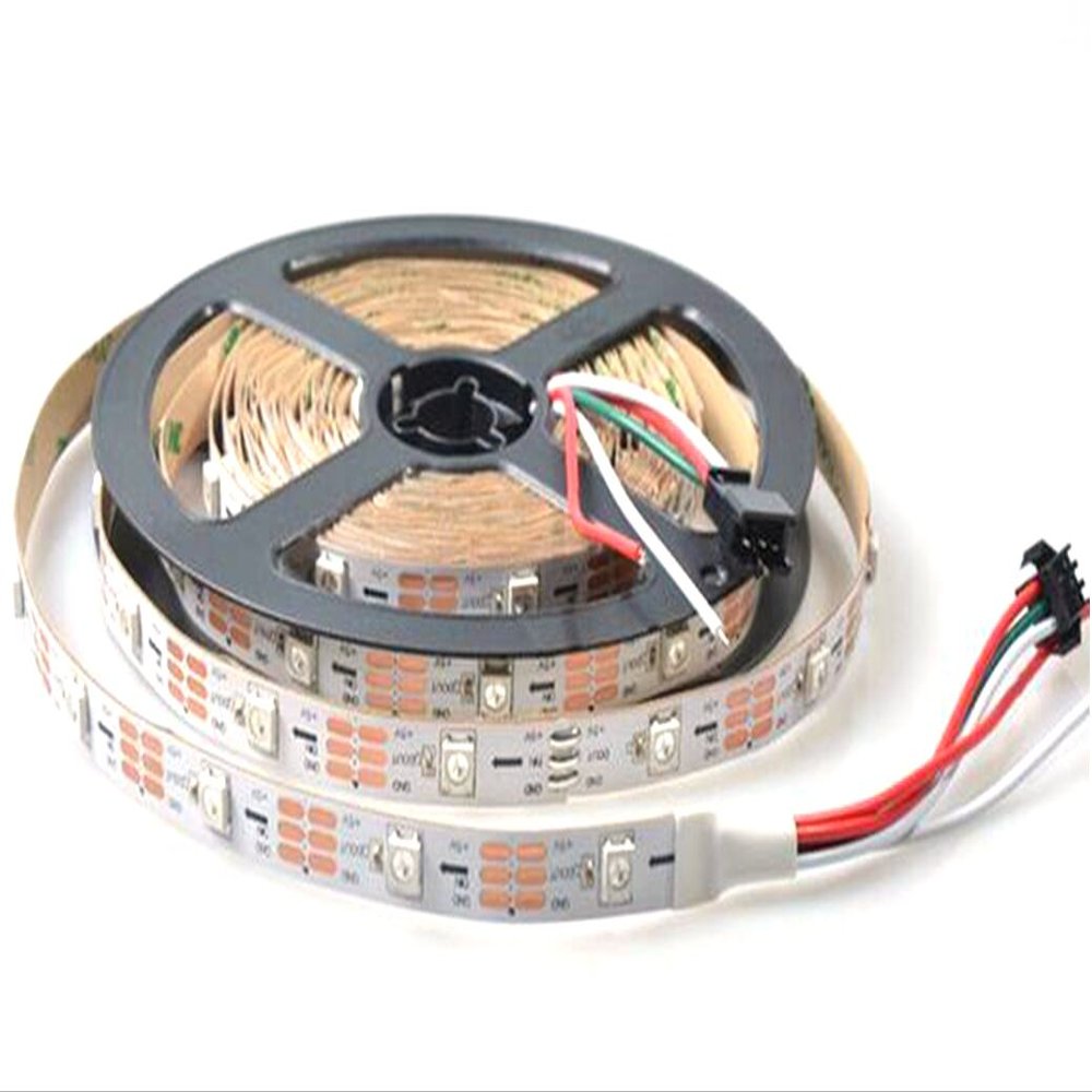 Rongda Smart Home WS2812B 5050 RGB LED Strip 30 Led/M Individual Addressable Full Color Flexible Pixel Rope Light Non Waterproof IP20 DC5V Pack of 5M (White PCB)