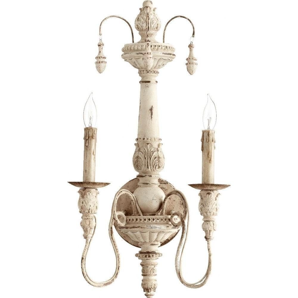 Quorum 5506-2-70 Traditional Two Light Wall Mount from Salento Collection in White Finish,