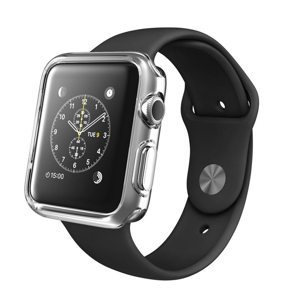 Soft Silicone Gel Clear Bumper Frame Protective Case Cover For Apple Watch Series 1 2 3 (Clear, iwatch 42mm)