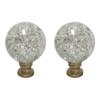 Royal Designs Large Clear Ball with Crackle Texture K9 Crystal 1.75" Lamp Finial for Lamp Shade, Polished Brass Base - Set of 2 view 1