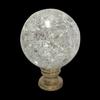 Royal Designs Large Clear Ball with Crackle Texture K9 Crystal 1.75" Lamp Finial for Lamp Shade, Polished Brass Base - Set of 2 view 2