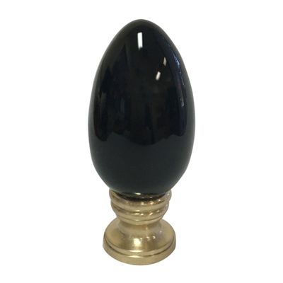 Royal Designs, Inc. Ceramic Egg Shaped Lamp Finial for Lamp Shade, F-5051BLK-1, Black