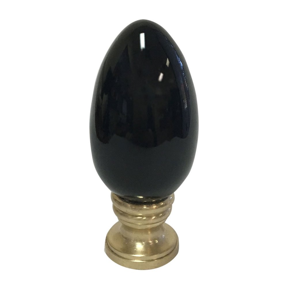 Royal Designs, Inc. Ceramic Egg Shaped Lamp Finial for Lamp Shade, F-5051BLK-1, Black