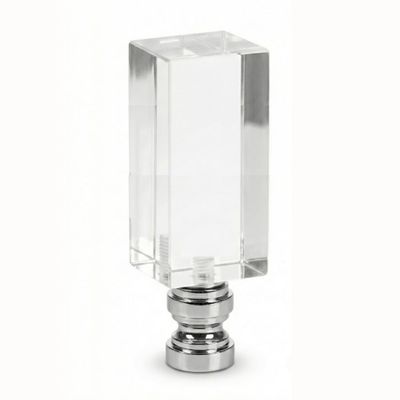 Royal Designs, Inc. F-5040L-1 Clear Lucite Lamp Finial, 1 x 2.75 inch, Rectangle with Polished Silver Base