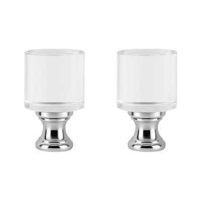 Royal Designs, Inc. F-5038L-2 Clear Lucite Lamp Finial, 1.25 x 2.5 inch, Short Cylinder with Polished Silver Base, 2-Pack