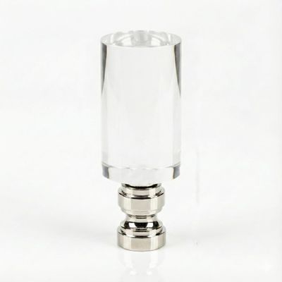 Royal Designs, Inc. F-5039L-1 Clear Lucite Lamp Finial, 1.25 x 2.5 inch, Tall Cylinder with Polished Silver Base