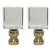 Royal Designs Clear Cube K9 Crystal Lamp Finial with Polished Brass Base - Set of 2 view 1