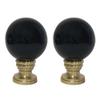 Royal Designs Ceramic Sphere 1.75" Lamp Finial for Lamp Shade, Black, Polished Brass Base - Set of 2 view 1