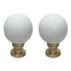 Royal Designs Ceramic Sphere 1.75" Lamp Finial for Lamp Shade, White, Polished Brass Base - Set of 2 view 1