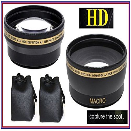 Hi Def Wide Angle & Telephoto Lens 2Pc Set for Fujifilm Finepix HS25EXR HS28EXR