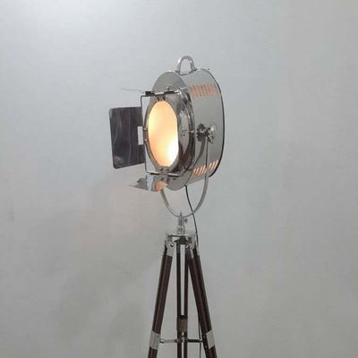 THOR INSTRUMENTS Vintage Chrome Finish Spot Light Lamp New Model Brown Tripod Stand Rustic Vintage Home Decor Gifts