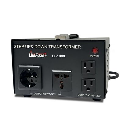 LiteFuze LT Series 1000 Watt Voltage Converter Transformer Step Up/Down - 110v to 220v / 220v to 110v Power Converter - Fully Grounded Cord - Universal Socket, CE Certified