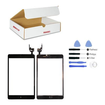 MD0410 Screen Repair Kit Compatible with Ipad Mini 3 A1599 A1600 - Digitizer Glass Lens Touch Screen Full Complete Assembly with IC Chip and Camera Holder Home Button Flex Replacement (Black)