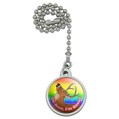 Oh Deer I'm Queer Rainbow Pride Gay Lesbian Funny Ceiling Fan and Light