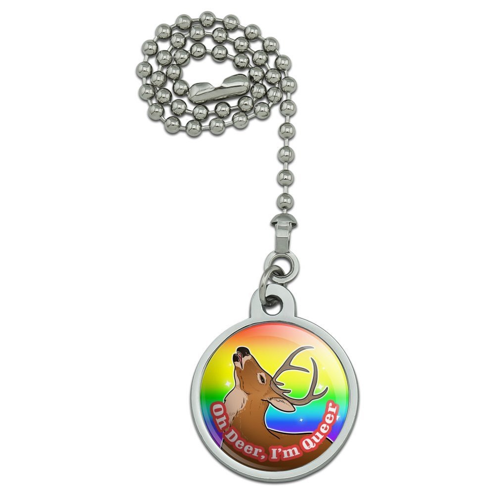 Oh Deer I'm Queer Rainbow Pride Gay Lesbian Funny Ceiling Fan and Light