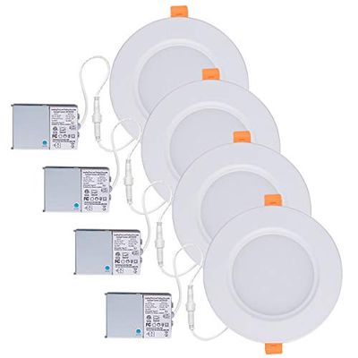 ZEEZ Lighting - 9W (OD 4.75" / ID 4") Warm White LED Recessed Panel Down Light Bulb Slim Lamp Fixture w/Junction Box ETL Listed - 4 Packs