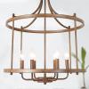 LOG BARN Farmhouse Chandelier, Dining Lighting Fixtures Hanging in Rustic Bronze, Drum Pendant for Kitchen Island, Living Room view 1