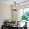 LOG BARN Farmhouse Chandelier, Dining Lighting Fixtures Hanging in Rustic Bronze, Drum Pendant for Kitchen Island, Living Room view 2