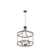 LOG BARN Farmhouse Chandelier, Dining Lighting Fixtures Hanging in Rustic Bronze, Drum Pendant for Kitchen Island, Living Room view 4