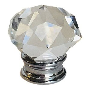 Upggradelights Clear Faceted Orb Crystal Finial with Polished Chrome Base