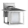 Generation Lighting 8902997S-57 Hunnington Outdoor Wall Sconce, 1-Light LED 9 Watts, Weathered Pewter, Small, 11 Inch Height, Etched Seeded Glass Panels, Wet Rated view 4