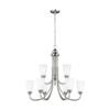 Generation Lighting 3120209-962 Transitional Nine Light Chandelier from Seagull - Seville Collection in Pewter, Nickel, Silver Finish, 75 Total Watts, 27.12 Inch Height view 1