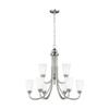 Generation Lighting 3120209-962 Transitional Nine Light Chandelier from Seagull - Seville Collection in Pewter, Nickel, Silver Finish, 75 Total Watts, 27.12 Inch Height view 2