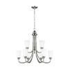 Generation Lighting 3120209-962 Transitional Nine Light Chandelier from Seagull - Seville Collection in Pewter, Nickel, Silver Finish, 75 Total Watts, 27.12 Inch Height view 3