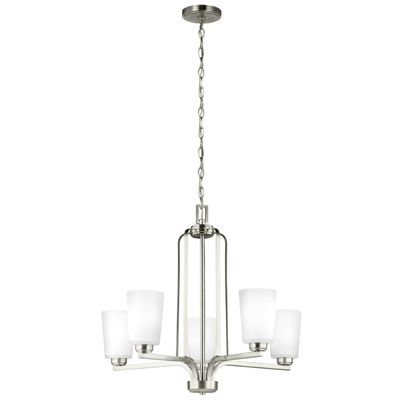Generation Lighting 5-Light Franport Traditional Chandelier Brushed Nickel 3128905-962, Modern Ceiling Light Fixture for Room Decor, Chandelier for Dining Room or Living Room Can Use LED Light Bulbs