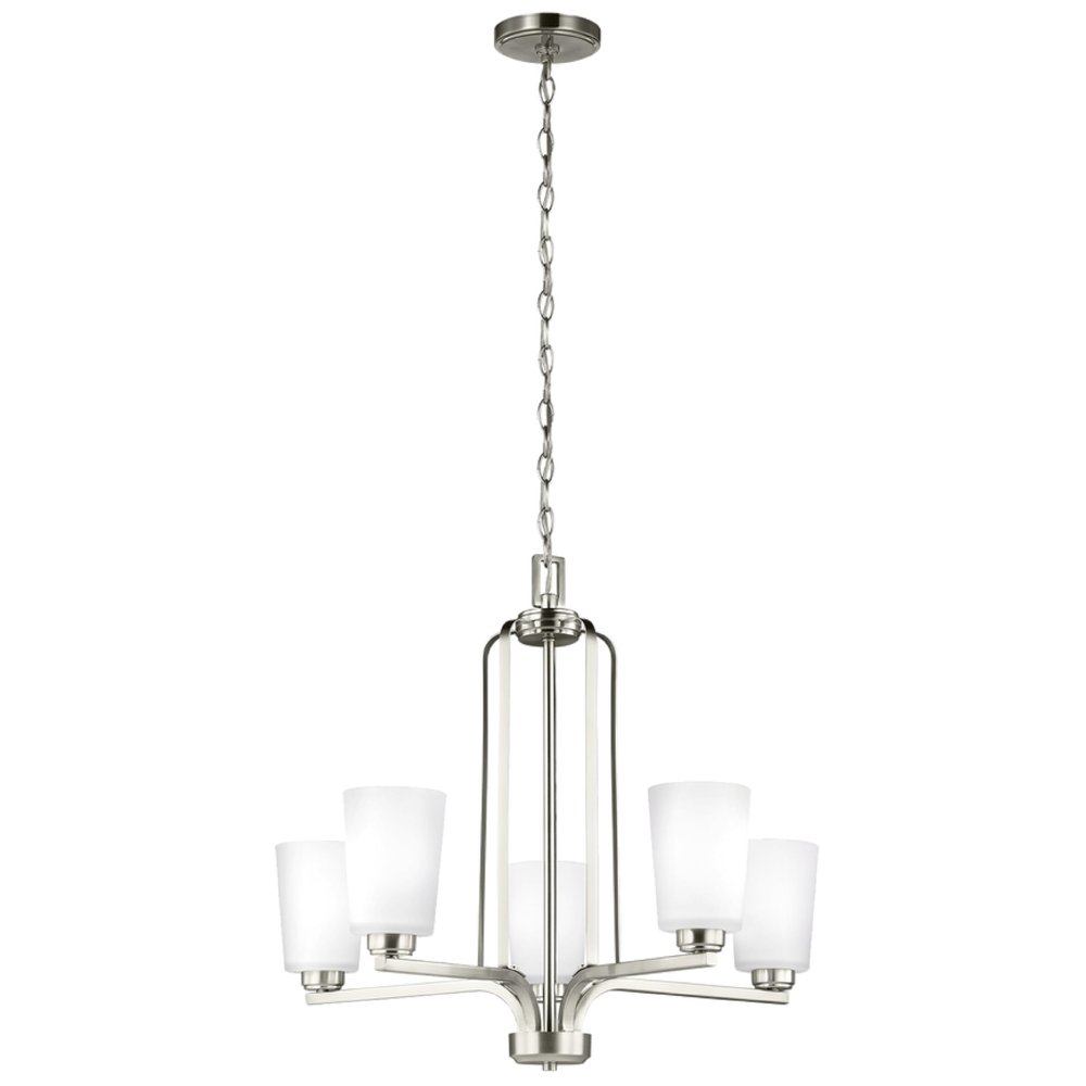 Generation Lighting 5-Light Franport Traditional Chandelier Brushed Nickel 3128905-962, Modern Ceiling Light Fixture for Room Decor, Chandelier for Dining Room or Living Room Can Use LED Light Bulbs