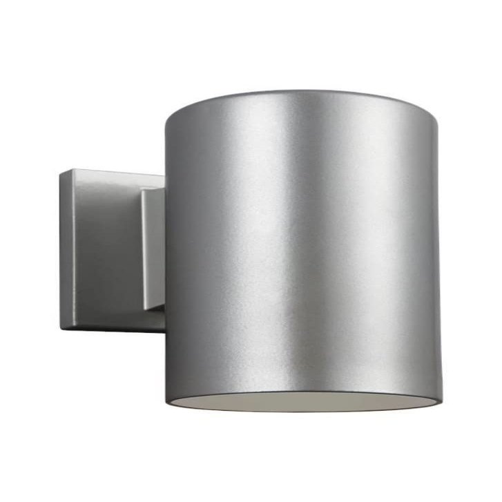 Sea Gull Lighting 8313897S-753 Cylinders Outdoor Wall Sconce, 1-Light LED 14 Watts, Painted Brushed Nickel, Small