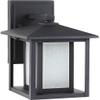 Generation Lighting 8902997S-12 Hunnington Outdoor Wall Sconce, 1-Light LED 9 Watts, Black, Small, 11 Inch Height, Etched Seeded Glass Panels, Wet Rated, Contemporary Style view 2