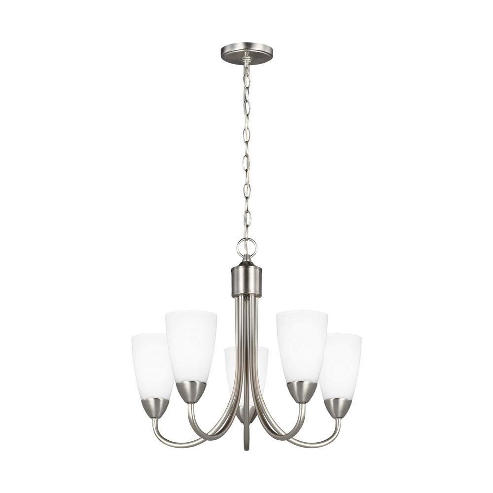 Generation Lighting 3120205-962 Transitional Five Light Chandelier from Seagull - Seville Collection in Pewter, Nickel, Silver Finish, 375 Total Watts, 17.5 Inch Height