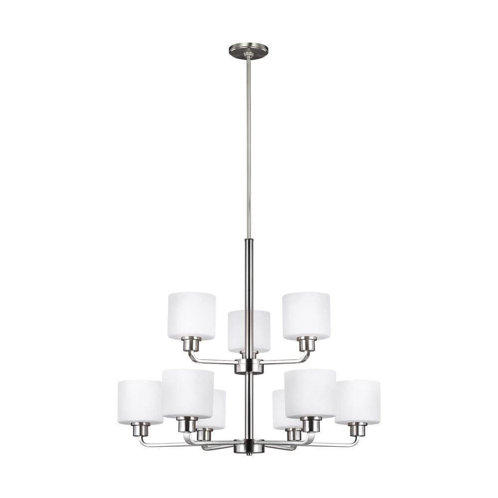 Generation Lighting 3128809-962 Nine Light Chandelier, Brushed Nickel