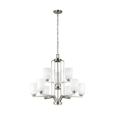 Generation Lighting 3128909-962 Franport Nine Light Chandelier, Brushed Nickel Finish