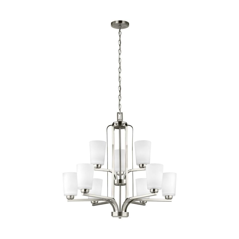 Generation Lighting 3128909-962 Franport Nine Light Chandelier, Brushed Nickel Finish