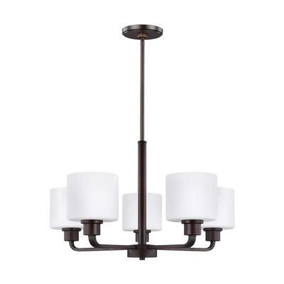 Generation Lighting 3128805-710 Canfield Five - Light Chandelier Hanging Modern Fixture, Bronze, 100 Total Watts, 14.5 Inch Height, 23.88 Inch Diameter, Steel Construction