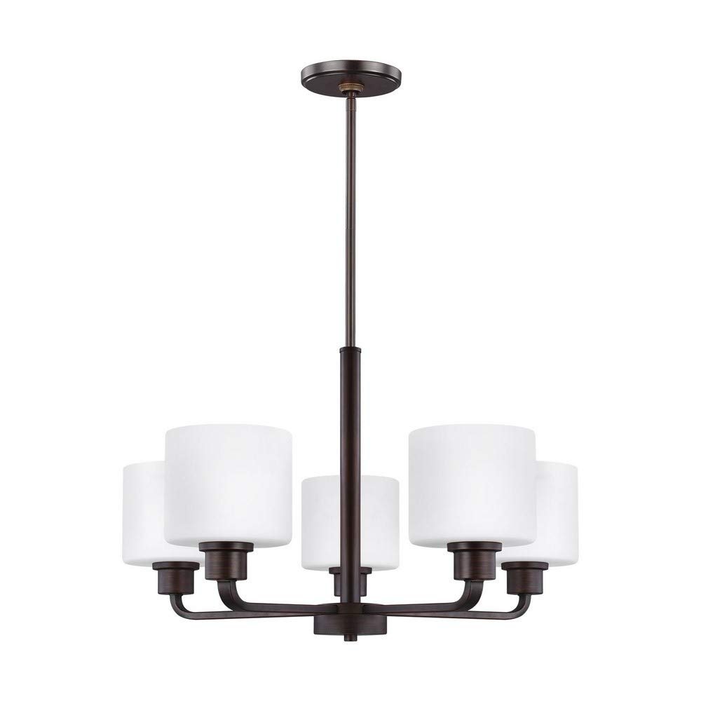 Generation Lighting 3128805-710 Canfield Five - Light Chandelier Hanging Modern Fixture, Bronze, 100 Total Watts, 14.5 Inch Height, 23.88 Inch Diameter, Steel Construction